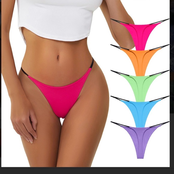 Other - Women Cotton Thongs Lot underwear G String Sexy Dark Panties Size XL Pack 6